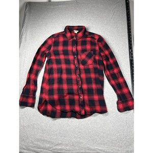 WOOLRICH WOMEN'S Red BLACK PLAID BUTTON UP FLANNEL SHIRT SIZE‎ Medium